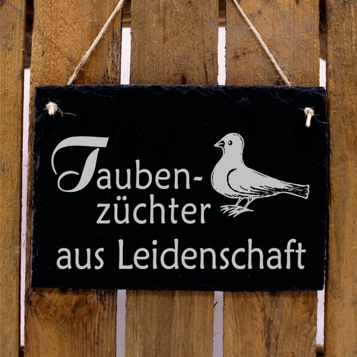 Schiefertafel Schild - Taubenzüchter aus Leidenschaft - Dekoschild 22 x 16 cm ✔️ - Bild 3 von 3