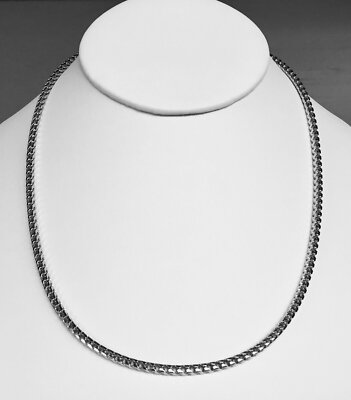 14k Solid White Gold Mens Franco Curb Box Link 22