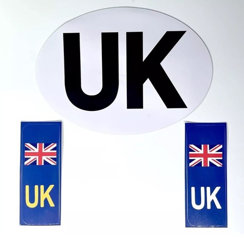 UK Auto Aufkleber Euro Reise, Nummernschild (1 Stück UK oval + 2 Stück) Union Jack