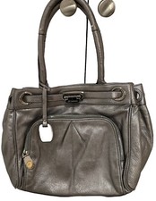 Classic MAKOWSKY Women DESIGNER Silver Leather Handbag Tote Shoulder bag🔥New.