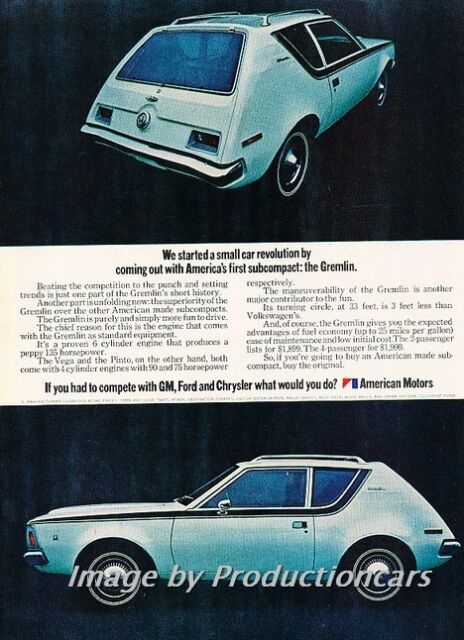 1970 1971 American Motors Gremlin Original Advertisement Print Art Car Ad H70