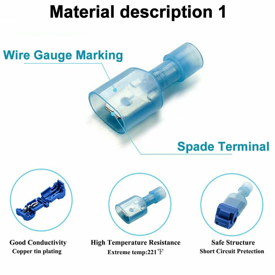 240Pc Quick Splice Scotch Lock T Tap Wire Joint Cable Crimp Terminals Connectors - Image 3 of 4