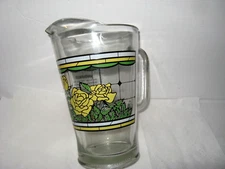 Vintage 1986 / Whataburger Texas 150th Birthday Yellow Rose Glass Pitcher