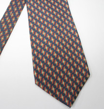Burberry Silk Tie Navy Blue Preppy Wall Street 3.825" Wide London Geometric