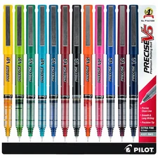 Pilot Precise V5 31888 0.5mm Extra Fine Rolling Ball Pens, 12-Color Set