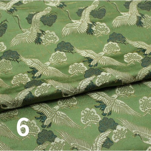 75*100cm Faux Silk Satin Fabric Craft Brocade Damask Chinese Crane Embroidery - Picture 2 of 20