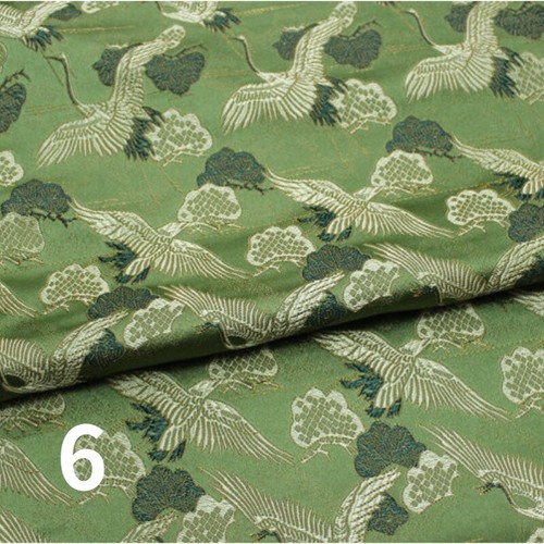 75*100cm Retro Brocade Fabric Satin Damask Cloth Embroidered Crane Ethnic Sewing - Picture 1 of 20