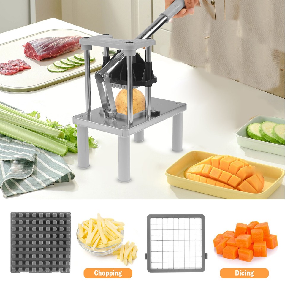 Commercial Vegetable Fruit Chopper French Fry Cutter with 2 Replacement