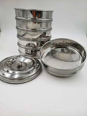 Lab Sieves Size 7 Inch  Stainless Steel Economy Set of 7 Includes Lid and Pan