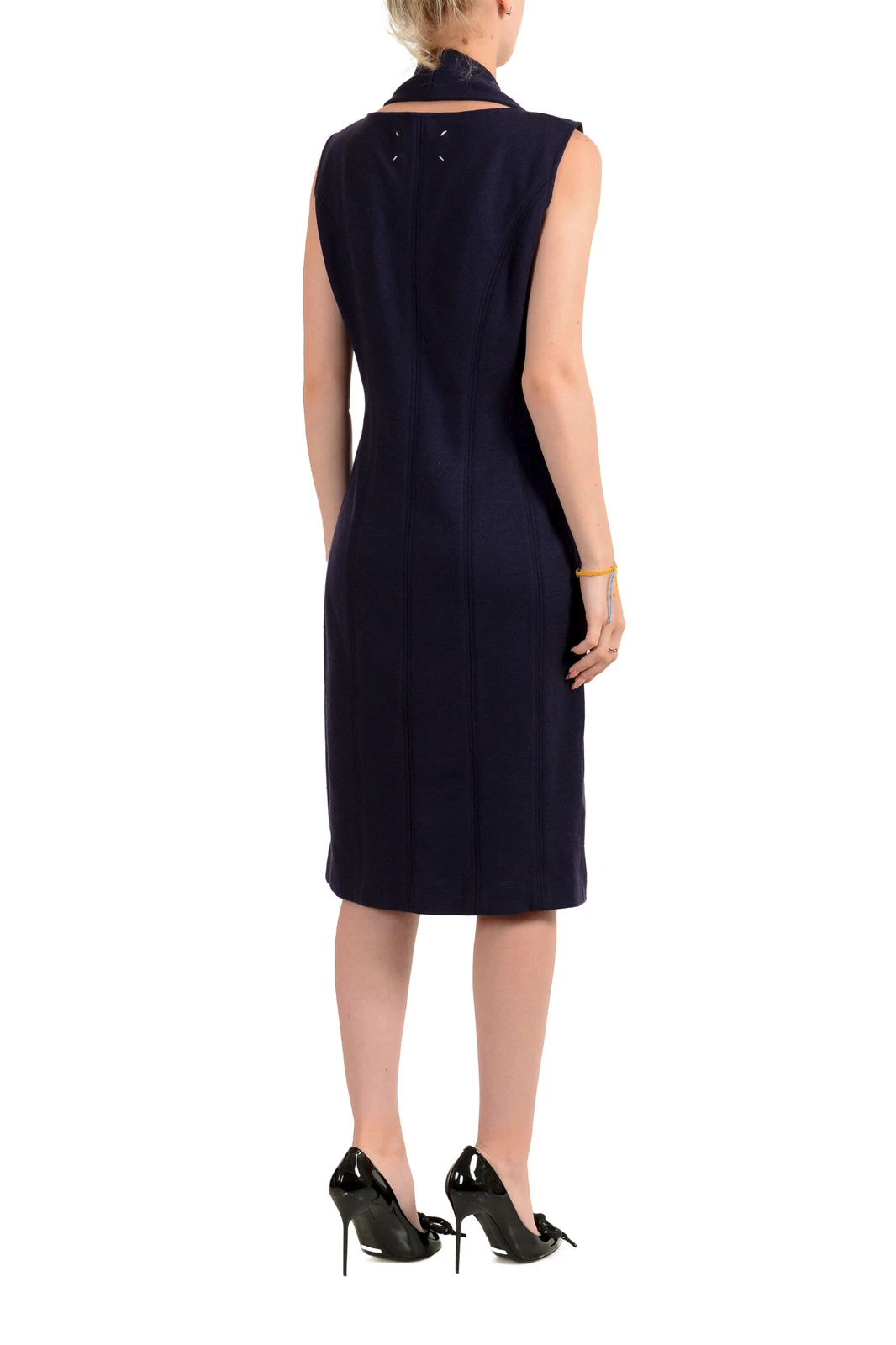 Abito a matita senza maniche Maison Margiela donna viola scuro lana US M IT 42