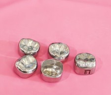 5Pcs Dental Adult Molar Crown Teeth Crowns Stainless Steel 1st 2nd Protection