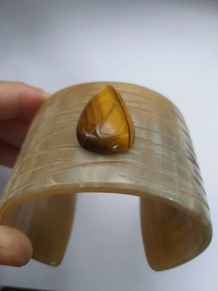 Браслет ювелирный браслет богемное украшение браслет грушевидный тигровый глаз натуральный рог буйвола - Изображение 2 из 4