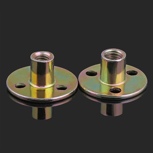 M8-10 Zinc Alloy Round Base T Nut Three Brad Hole Furniture Tee Nut Carbon Steel - Foto 14 di 16