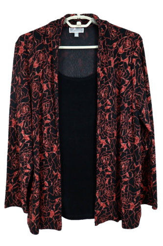 JM COLLECTION Women's Twinset Travel Knit Jacket Tank Floral Multicolor Size PXL