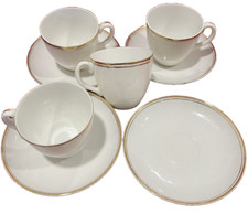 Miniature Small Cups and Saucers Made in Japan Espresso 8 Piece White Gold Trim