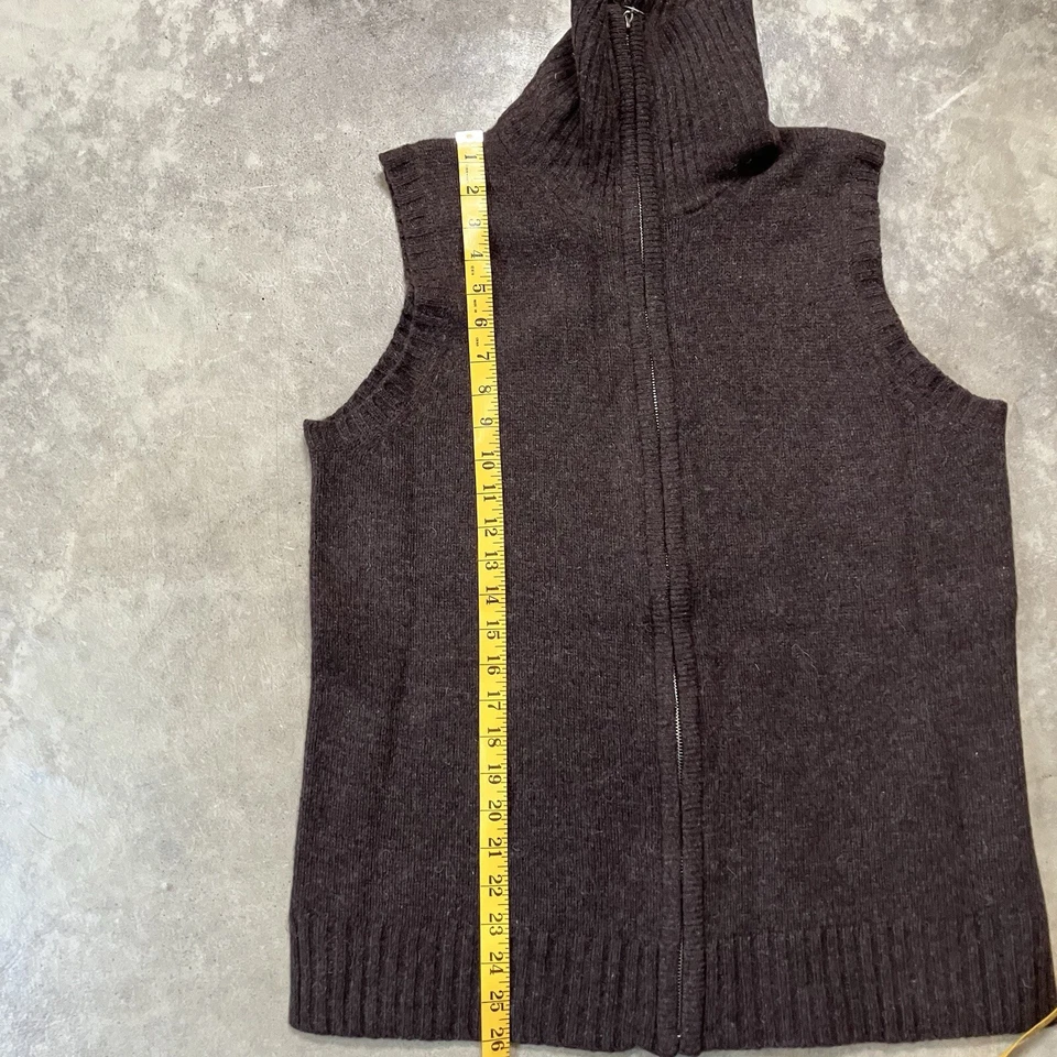 Suéter Rafaella Mujer Mediano Marrón Lana de Cordero Cremallera Cárdigan De Colección Cuello Alto Foto 3 de 4