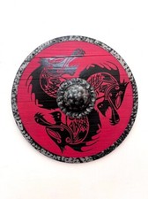 24" Viking Shield Battle-Ready Wooden Shield Heavy Metal Dragons Handmade Gift