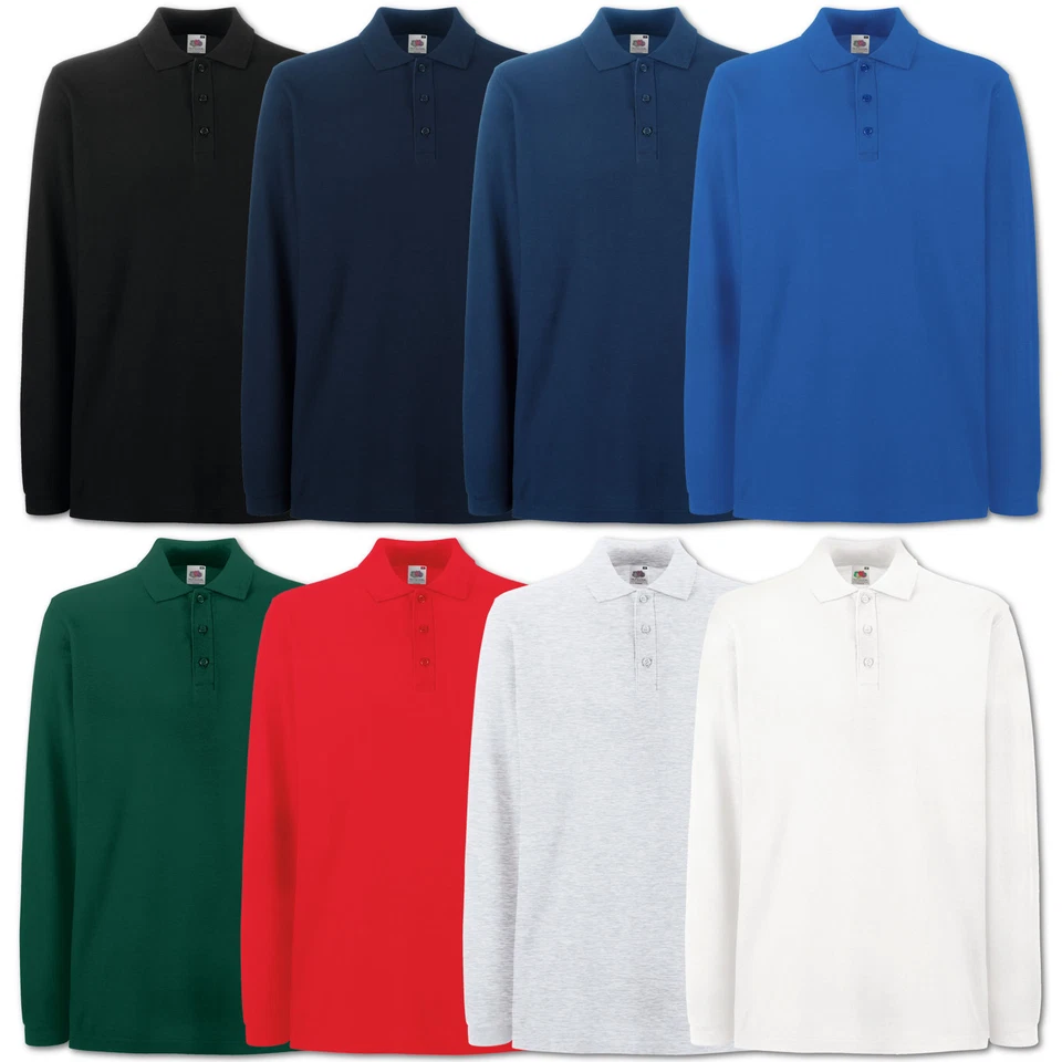 Fruit of the Loom Poloshirt Longsleeve Langarm Polo T-Shirt S M L XL XXL 3XL  - Bild 1 von 1