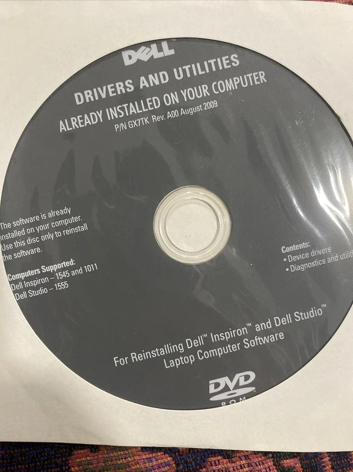 Dell drivers and utilities Installation disc (2009) Inspiron 1545,1011 Sealed - Image 4 of 4