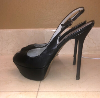 black open back heels