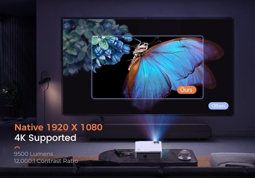 Acrojoy Mini Projector 4K Support Native 1080p FHD Dual WiFi & BT 600W 120" Scrn - Picture 4 of 6