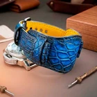 22mm Aligator Genuine Leather Wrist Watch Strap Croco Cuff Bracelet Bund Band