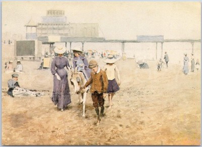 AK Eselritt Strandkinder Edouard van Goethem England Künstlerisch