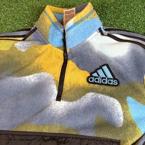 Adidas Fleece Pullover Sweatshirt Camo 1/4 Zip Kangaroo Pocket Youth Medium - Picture 4 of 11