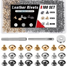 Leather Rivets 6x6mm Metal Studs Setting Tool Kit Craft Repairs 180 Sets