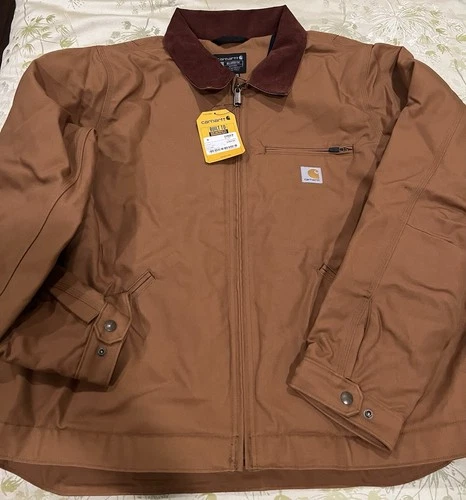 BNWT Carhartt Detroit Jacket Mens XL Brown Duck relaxed Canvas Work  - product listing photo