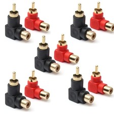 RCA Male to RCA Female Connectors Right Angle Plug Adapters M/F 90 Degree Elb...