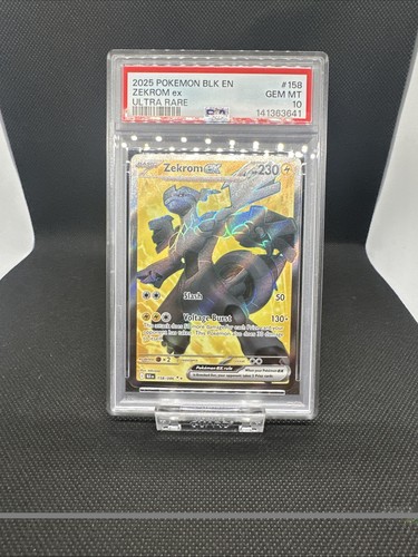2025 POKEMON BLACK BOLT #158/086 ZEKROM EX FULL ART ULTRA RARE PSA 10