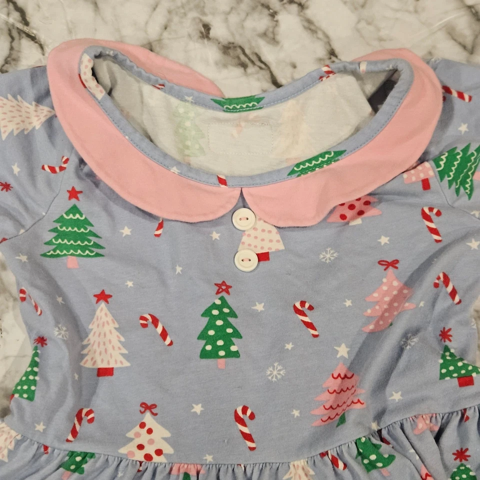 Vestido Eleanor Rose ER Árbol de Navidad Bastón de Caramelo Estampado Volantes Giratorio Talla 10-12 Foto 2 de 4