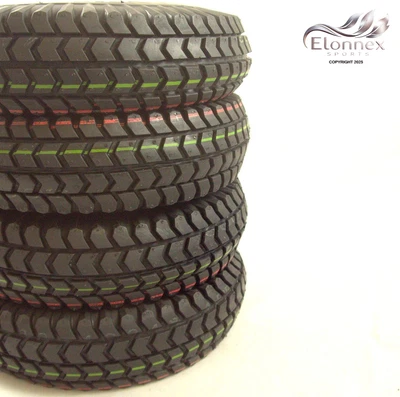 ELONNEX Satz von 4 schwarzen pneumatischen Elektromobilreifen Größe 3,00-4 (300 x 4) (260 x 85)