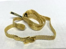 1970’s Vintage Gold Plated Woven Chain Metal Belt-Narrow Buckle-NWT-30"
