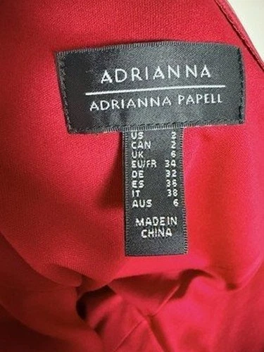 Vestido Adrianna Papell para mujer talla 2 rojo sin mangas nuevo con etiquetas falda con flecos en capas Y2K