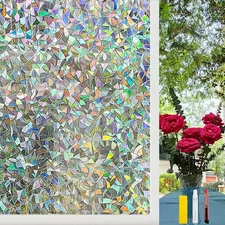 Rainbow Window Privacy Film - 3D Static Cling 17.5 x 78.7 Inch, 