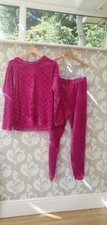 SOFT & WARM LADIES PINK CERISE THICK FLEECE PYJAMAS TOP & BOTTOMS SET 12 14 SIZE