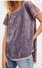We The Free People NWT Velvet Doran Tee Grape Soft Short Sleeve Luxury XS #238FP