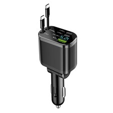 120w 4 IN 1 Retractable Car Fast Charger 2 Cable With USB Type C Port Adapter