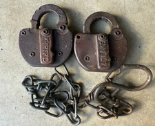Antique Lot 2 Adlake CRI&P RR Rock Island Lock Padlock no key Railroad