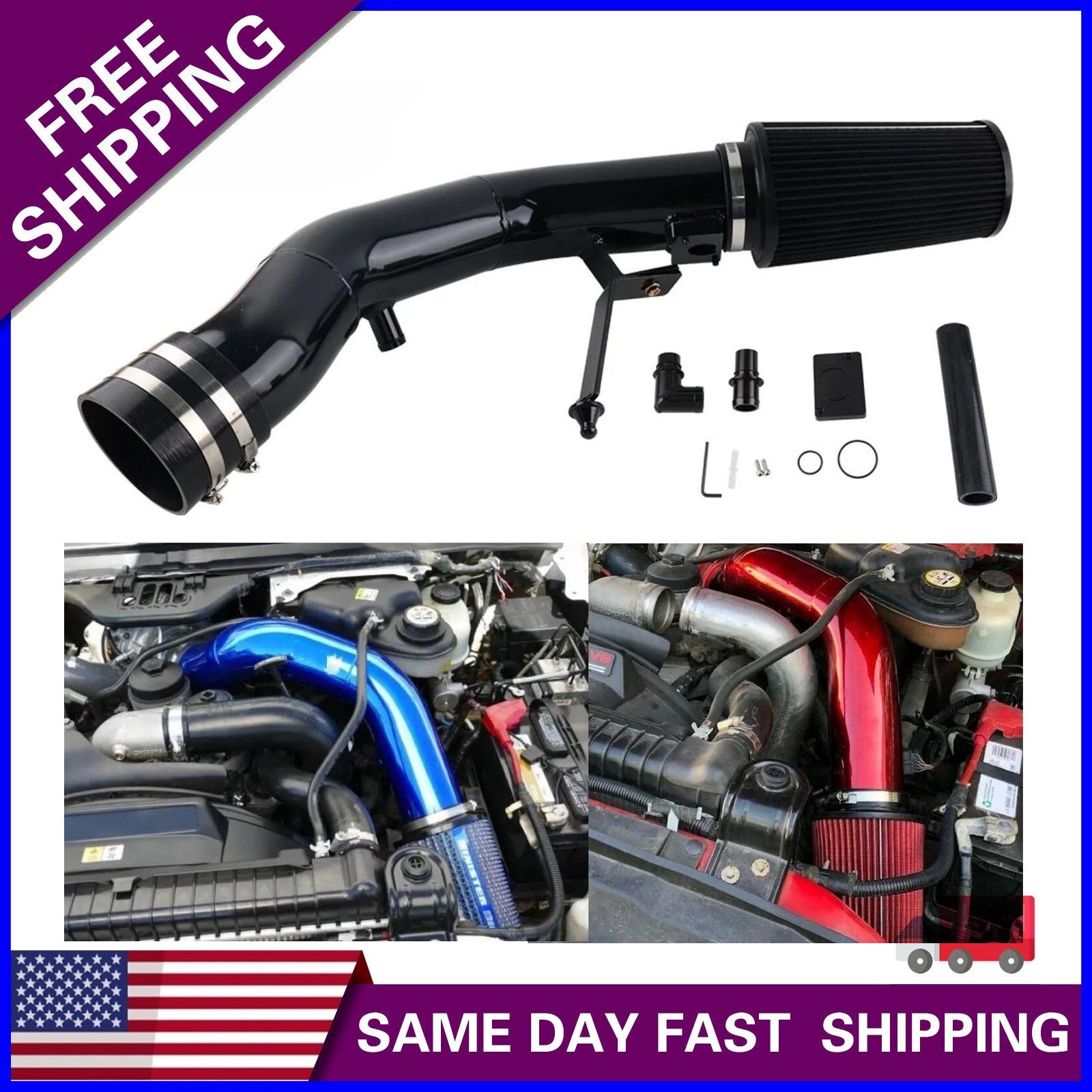 Black Aluminum Cold Air Intake Kit Fit for Ford F250 F350 6.0L Diesel 2003-2007