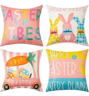 4 Easter Pillow Covers 18x18 Inch