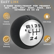 pour Citroën C3 C4 C8 Jumpy Peugeot 207 308 406 3008 Pommeau levier de vitesse 5