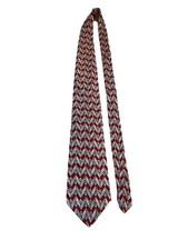 Vintage Claiborne Men Silk Neck Tie Red Blue Geometric 90s Classic Work Dad Gift