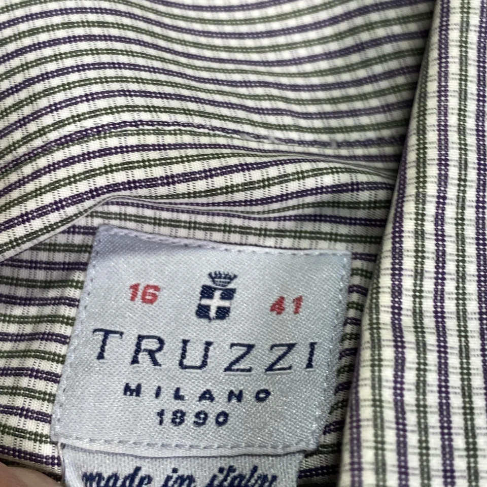 Camisa Truzzi Milano Para Hombres 16 41 Vestido Hecho en Italia Clásico Rayas Foto 2 de 4