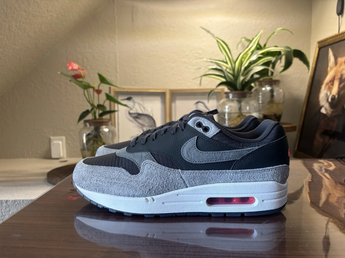 Nike Air Max 1 Premium Dark Smoke Grey Flash Crimson for Sale