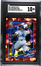 2021 Panini Donruss Optic #156 Salvador Perez SGC 10 Red Cracked Ice Prizm /7