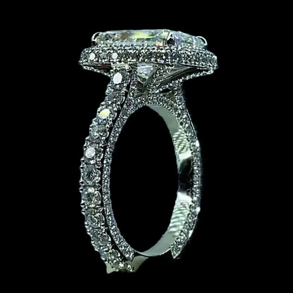 Anillo de plata de ley 925 con diamantes blancos F corte radiante natural certificado de 3 quilates VS1 Foto 4 de 4