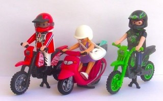 Playmobil Acción 3x Surtido Motocross y Scooter Buen Estado